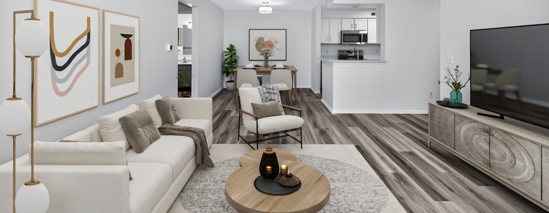 Living room with furniture and wall decore